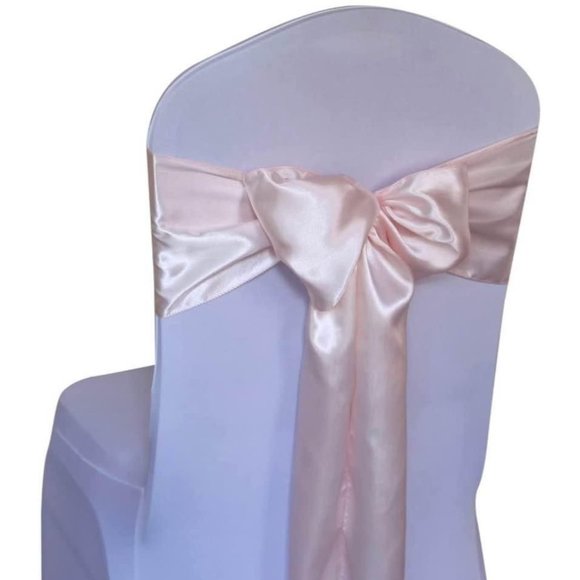 50 count | Blush Pink Satin Chair Sashes Wedding Party Dining Banquet Bows Ties - Picture 1 of 4